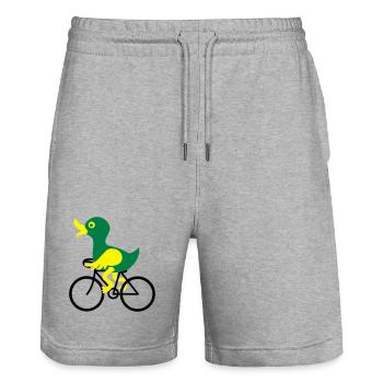 Eine Ente fährt Fahrrad - Stanley/Stella Unisex Bio Joggingshorts Trainer  - Grau meliert - Vorne - Nik (191cm) & Marisol (170cm)