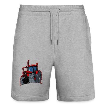 Boîtier 0856 bordure rouge - Short de jogging bio TRAINER Stanley/Stella unisexe - gris chiné - Devant - Nik (191cm) & Marisol (170cm)