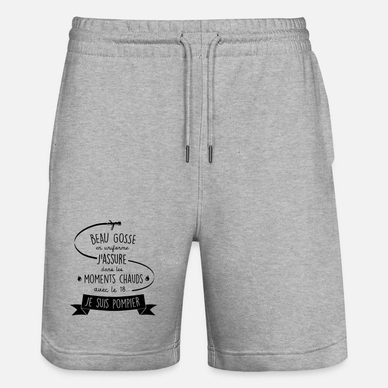 beau gosse pompier - Short de jogging bio TRAINER Stanley/Stella unisexe - gris chiné