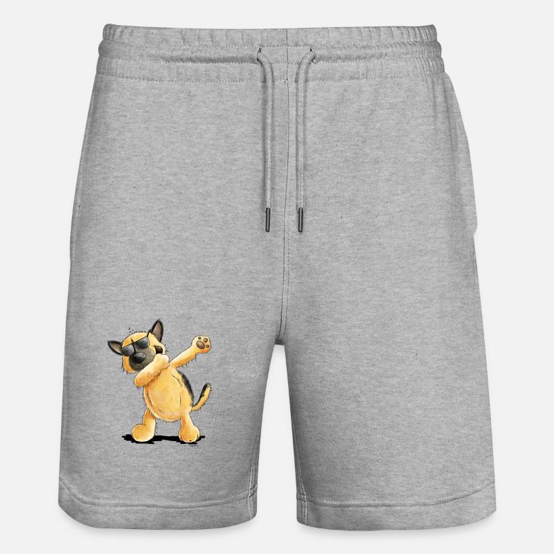 Dab Dance Deutscher Schäferhund - Stanley/Stella Unisex Bio Joggingshorts Trainer  - Grau meliert