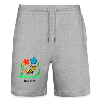 bee lazy, lazy bee, sweet bee, funny animals - Stanley/Stella Trainer Unisex Organic Jogging Shorts - heather grey - Front - Nik (191cm) & Marisol (170cm)