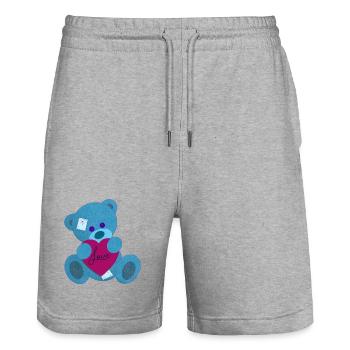Ourson amoureux - Short de jogging bio TRAINER Stanley/Stella unisexe - gris chiné - Devant - Nik (191cm) & Marisol (170cm)