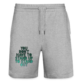 Sie müssen nicht stehen, um aufzufallen # - Stanley/Stella Unisex Bio Joggingshorts Trainer  - Grau meliert - Vorne - Nik (191cm) & Marisol (170cm)