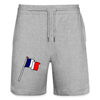 Flag: France Flags FR - Stanley/Stella Trainer Unisex Organic Jogging Shorts - heather grey - Front - Nik (191cm) & Marisol (170cm)
