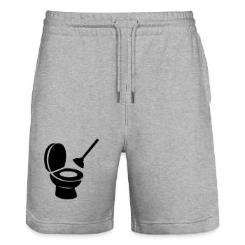 Toilettes avec débloqueur - Short de jogging bio TRAINER Stanley/Stella unisexe - gris chiné - Devant - Nik (191cm) & Marisol (170cm)