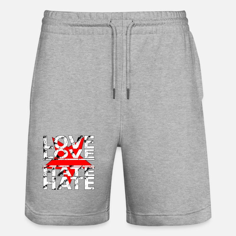 love love hate hate - Stanley/Stella Unisex Bio Joggingshorts Trainer  - Grau meliert