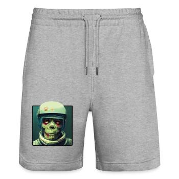 Zombie Astronaut - Stanley/Stella Unisex Bio Joggingshorts Trainer  - Grau meliert - Vorne - Nik (191cm) & Marisol (170cm)
