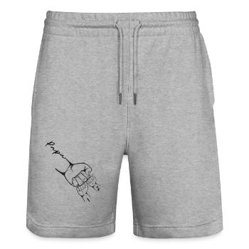 Père Fils Tenues Assorties Deux 2 Enfant - Short de jogging bio TRAINER Stanley/Stella unisexe - gris chiné - Devant - Nik (191cm) & Marisol (170cm)