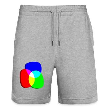 Roues chromatiques RGB excentriques - Short de jogging bio TRAINER Stanley/Stella unisexe - gris chiné - Devant - Nik (191cm) & Marisol (170cm)