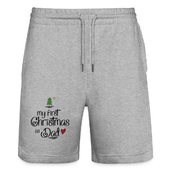 Mon premier Noël en tant que papa - Short de jogging bio TRAINER Stanley/Stella unisexe - gris chiné - Devant - Nik (191cm) & Marisol (170cm)
