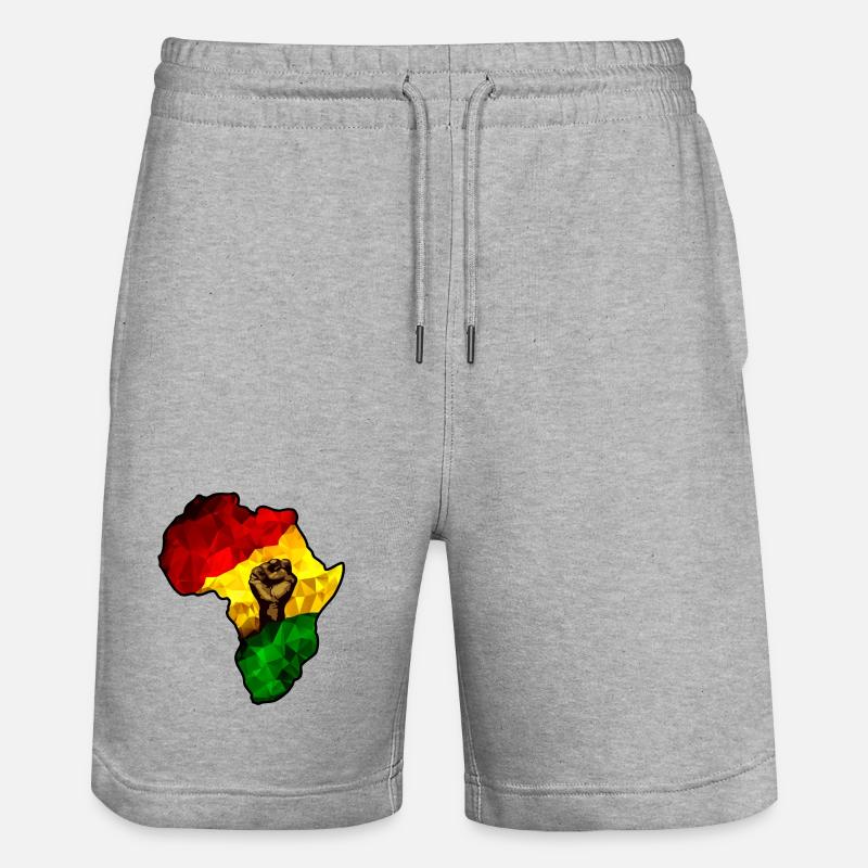 Drapeau géométrique du poing africain - Short de jogging bio TRAINER Stanley/Stella unisexe - gris chiné