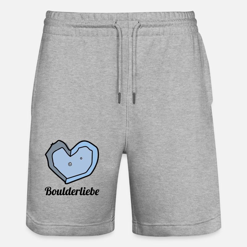 boulderliebe blau text - Stanley/Stella Unisex Bio Joggingshorts Trainer  - Grau meliert