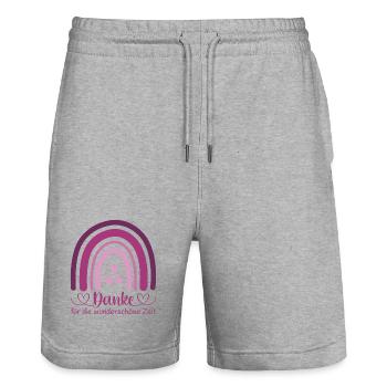 Danke für die wunderschöne Zeit - Stanley/Stella Unisex Bio Joggingshorts Trainer  - Grau meliert - Vorne - Nik (191cm) & Marisol (170cm)