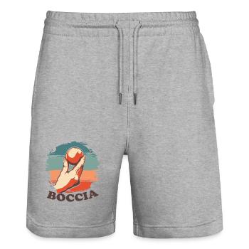 Bocciaspieler Bekleidung mit Boccia Kugeln Boccia - Stanley/Stella Unisex Bio Joggingshorts Trainer  - Grau meliert - Vorne - Nik (191cm) & Marisol (170cm)