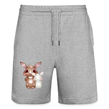cute bunnies, friendship can be so cute - Stanley/Stella Trainer Unisex Organic Jogging Shorts - heather grey - Front - Nik (191cm) & Marisol (170cm)