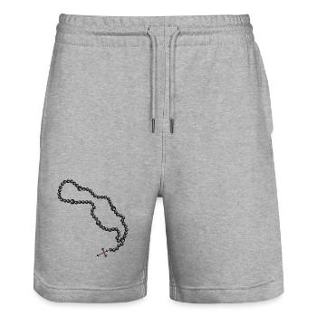 Rosary drawing with cross and black beads - Stanley/Stella Trainer Unisex Organic Jogging Shorts - heather grey - Front - Nik (191cm) & Marisol (170cm)
