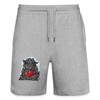 Black Sheep - Stanley/Stella Trainer Unisex Organic Jogging Shorts - heather grey - Front - Nik (191cm) & Marisol (170cm)