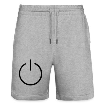 An Us Off Button - Stanley/Stella Trainer Unisex Organic Jogging Shorts - heather grey - Front - Nik (191cm) & Marisol (170cm)
