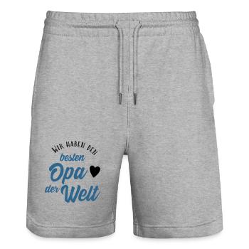 Wir haben den besten Opa der Welt - Stanley/Stella Unisex Bio Joggingshorts Trainer  - Grau meliert - Vorne - Nik (191cm) & Marisol (170cm)