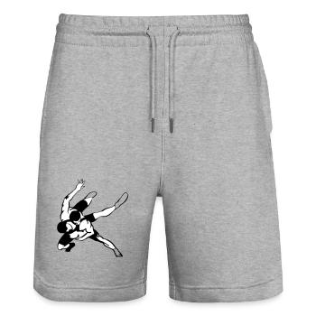 Lutteur - Short de jogging bio TRAINER Stanley/Stella unisexe - gris chiné - Devant - Nik (191cm) & Marisol (170cm)