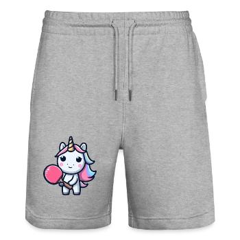 Licorne Licorne avec raquette de tennis de table pour - Short de jogging bio TRAINER Stanley/Stella unisexe - gris chiné - Devant - Nik (191cm) & Marisol (170cm)