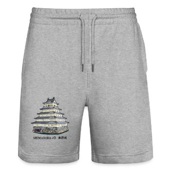 Shimabara Castle, Japan, Beautiful Places Drawing - Stanley/Stella Trainer Unisex Organic Jogging Shorts - heather grey - Front - Nik (191cm) & Marisol (170cm)