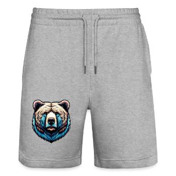 Bär - Stanley/Stella Unisex Bio Joggingshorts Trainer  - Grau meliert - Vorne - Nik (191cm) & Marisol (170cm)