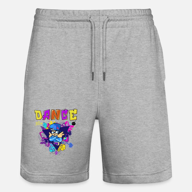Design imprimé vibrant de style breakdance - Short de jogging bio TRAINER Stanley/Stella unisexe - gris chiné