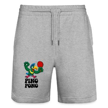 Ping Pong Champion Design Tennis de table et - Short de jogging bio TRAINER Stanley/Stella unisexe - gris chiné - Devant - Nik (191cm) & Marisol (170cm)