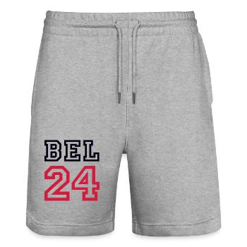 Belgium Belgien - Stanley/Stella Unisex Bio Joggingshorts Trainer  - Grau meliert - Vorne - Nik (191cm) & Marisol (170cm)