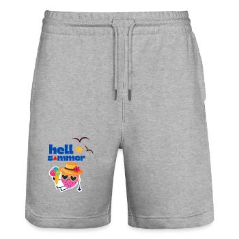 Sommerlicher Erdbeeren und Eis Cartoon - Stanley/Stella Unisex Bio Joggingshorts Trainer  - Grau meliert - Vorne - Nik (191cm) & Marisol (170cm)