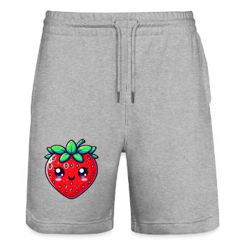 Fraise Fraises - Short de jogging bio TRAINER Stanley/Stella unisexe - gris chiné - Devant - Nik (191cm) & Marisol (170cm)