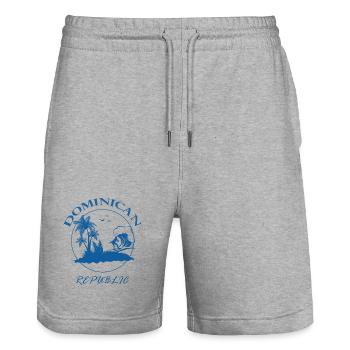 Dominican Republic Surfing  - Stanley/Stella Trainer Unisex Organic Jogging Shorts - heather grey - Front - Nik (191cm) & Marisol (170cm)