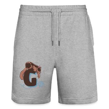 Katze Buchstabe G - Stanley/Stella Unisex Bio Joggingshorts Trainer  - Grau meliert - Vorne - Nik (191cm) & Marisol (170cm)