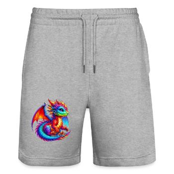 Dragon - Stanley/Stella Trainer Unisex Organic Jogging Shorts - heather grey - Front - Nik (191cm) & Marisol (170cm)