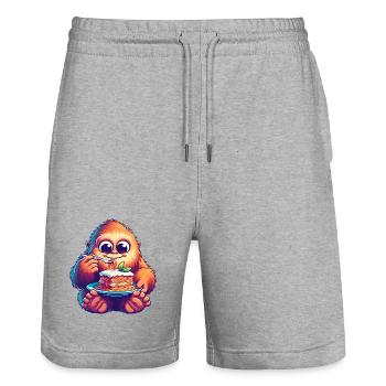 Bigfoot Sasquatch Sweet Lasagna Italian - Stanley/Stella Trainer Unisex Organic Jogging Shorts - heather grey - Front - Nik (191cm) & Marisol (170cm)