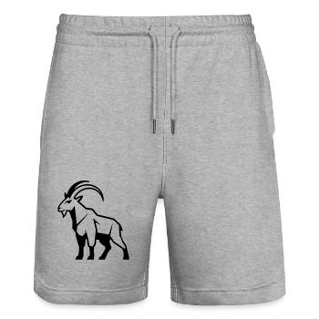 Bergziege geometrisch - Stanley/Stella Unisex Bio Joggingshorts Trainer  - Grau meliert - Vorne - Nik (191cm) & Marisol (170cm)