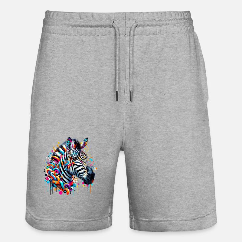 Zebra - Stanley/Stella Unisex Bio Joggingshorts Trainer - Grau meliert