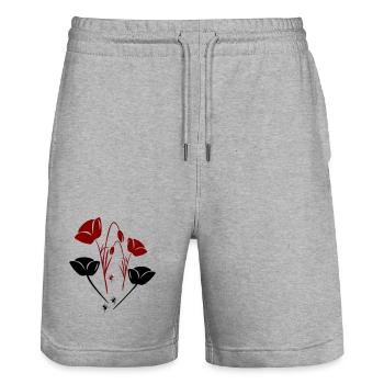 Tulpen mit Ameisen - Stanley/Stella Unisex Bio Joggingshorts Trainer  - Grau meliert - Vorne - Nik (191cm) & Marisol (170cm)