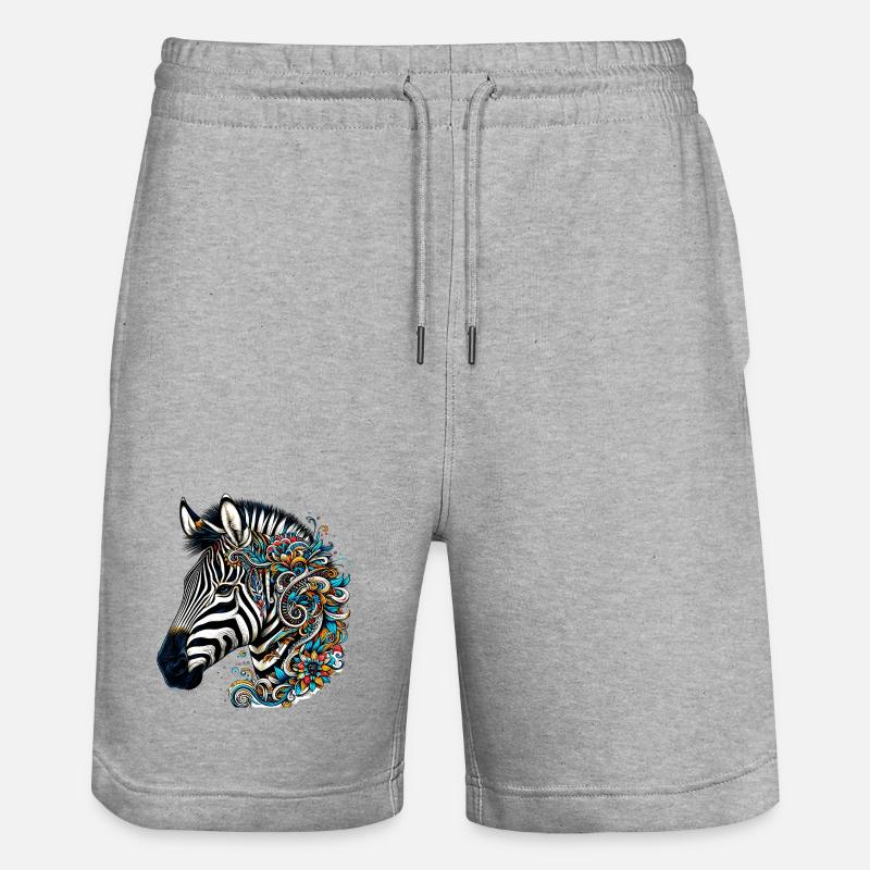 Zebra - Stanley/Stella Unisex Bio Joggingshorts Trainer  - Grau meliert