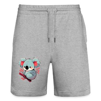 Koala - Stanley/Stella Trainer Unisex Organic Jogging Shorts - heather grey - Front - Nik (191cm) & Marisol (170cm)
