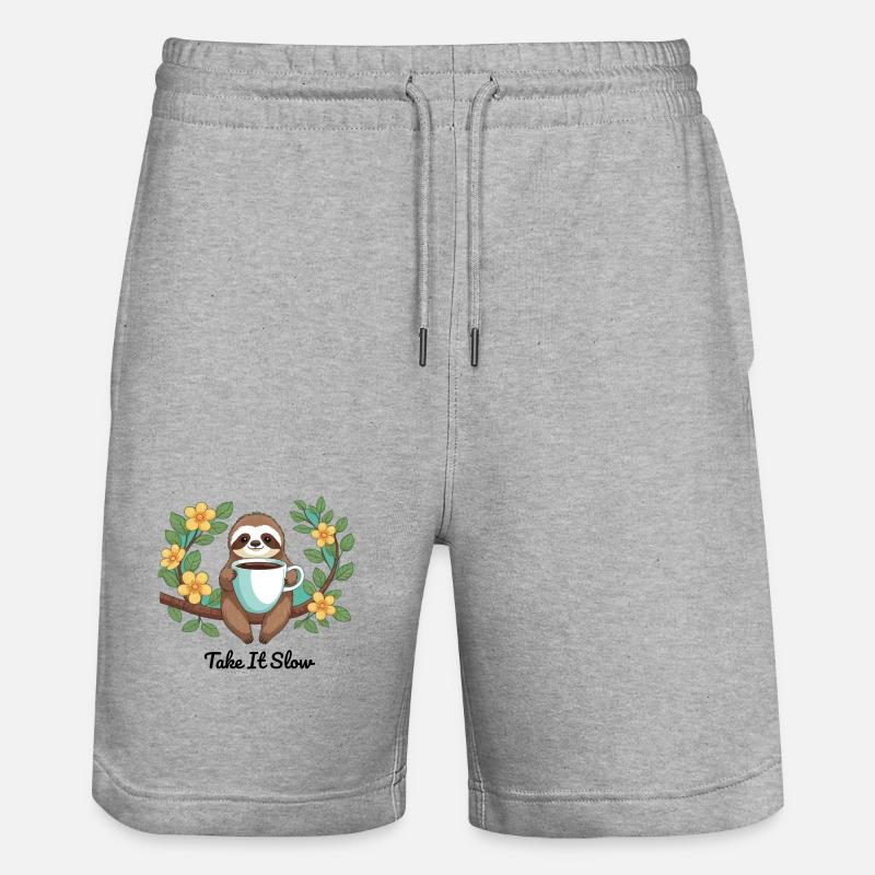 Chillendes Faultier - Stanley/Stella Unisex Bio Joggingshorts Trainer  - Grau meliert