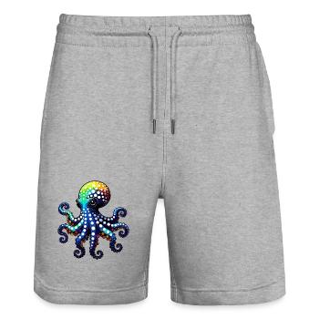 Krake - Stanley/Stella Unisex Bio Joggingshorts Trainer  - Grau meliert - Vorne - Nik (191cm) & Marisol (170cm)