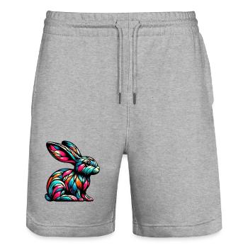 Kaninchen - Stanley/Stella Unisex Bio Joggingshorts Trainer  - Grau meliert - Vorne - Nik (191cm) & Marisol (170cm)