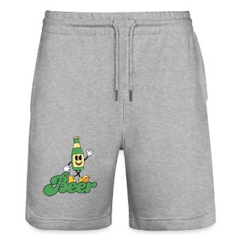 Beer - Stanley/Stella Unisex Bio Joggingshorts Trainer  - Grau meliert - Vorne - Nik (191cm) & Marisol (170cm)