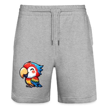 Papagei - Stanley/Stella Unisex Bio Joggingshorts Trainer  - Grau meliert - Vorne - Nik (191cm) & Marisol (170cm)