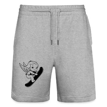 Snowboard Engel - Stanley/Stella Unisex Bio Joggingshorts Trainer  - Grau meliert - Vorne - Nik (191cm) & Marisol (170cm)