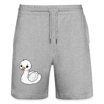 Cygne - Short de jogging bio TRAINER Stanley/Stella unisexe - gris chiné - Devant - Nik (191cm) & Marisol (170cm)
