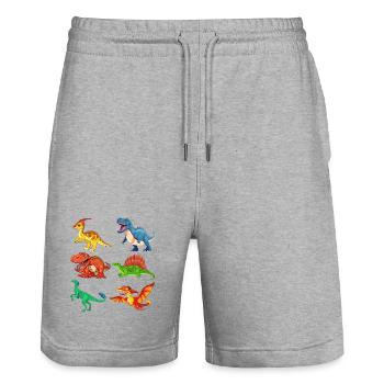 Dino, Dinosaurier, Ich liebe Dinosaurier - Stanley/Stella Unisex Bio Joggingshorts Trainer  - Grau meliert - Vorne - Nik (191cm) & Marisol (170cm)