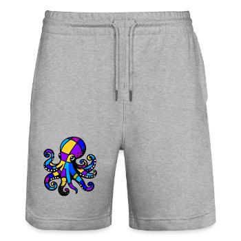 Pieuvre - Short de jogging bio TRAINER Stanley/Stella unisexe - gris chiné - Devant - Nik (191cm) & Marisol (170cm)